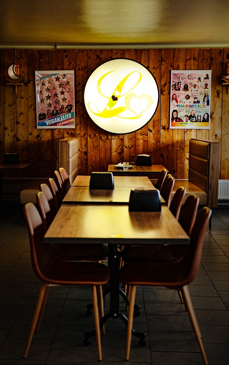 Dining table inside Loving Hut Iceland